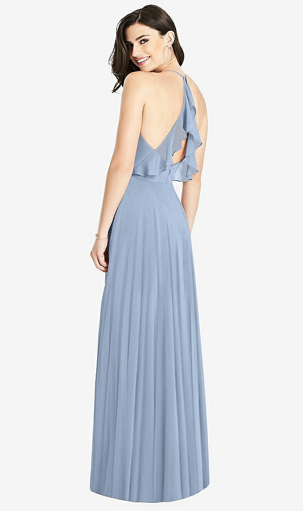 Front View - Cloudy Ruffled Strap Cutout Wrap Maxi Dress