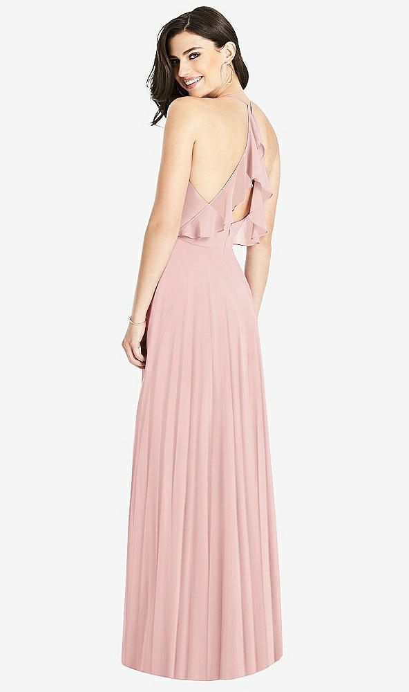 Front View - Rose Ruffled Strap Cutout Wrap Maxi Dress