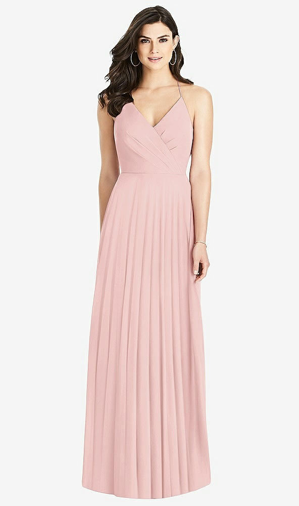 Back View - Rose Ruffled Strap Cutout Wrap Maxi Dress