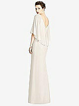 Rear View Thumbnail - Ivory V-Back Trumpet Gown with Draped Cape Overlay