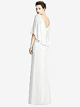 Rear View Thumbnail - White V-Back Trumpet Gown with Draped Cape Overlay