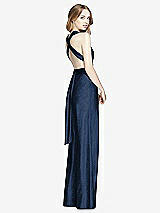 Rear View Thumbnail - Midnight Navy Soho Metallic Twist Jumpsuit