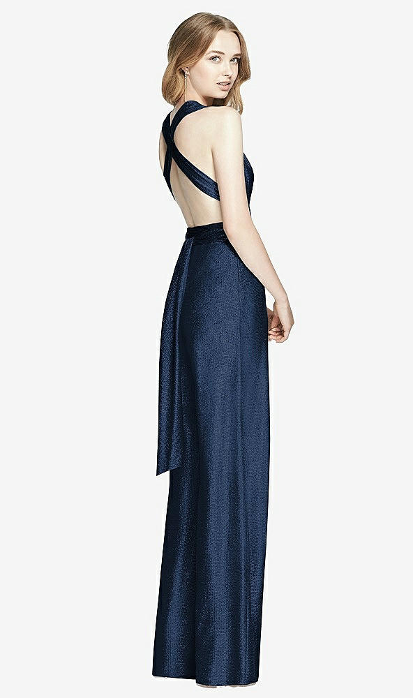 Back View - Midnight Navy Soho Metallic Twist Jumpsuit