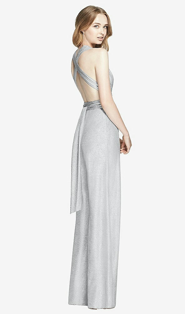 Back View - Silver Soho Metallic Twist Jumpsuit