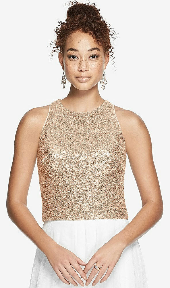 Front View - Rose Gold Dessy Bridesmaid Top T3008