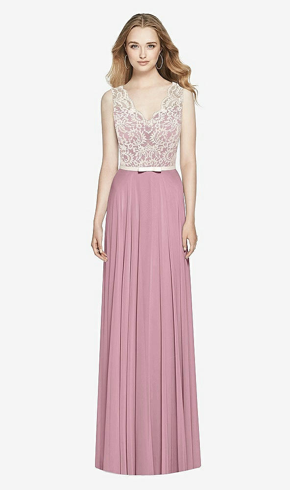 Front View - Dusty Pink & Ivory After Six Bridesmaid Dress 6773