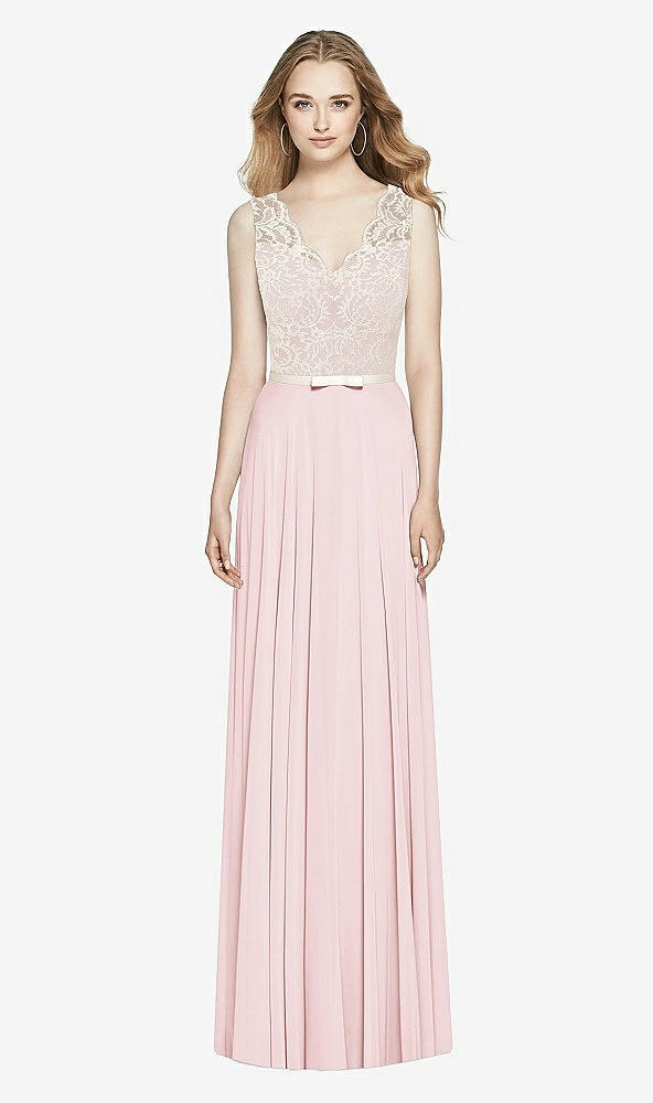 Front View - Ballet Pink & Ivory After Six Bridesmaid Dress 6773