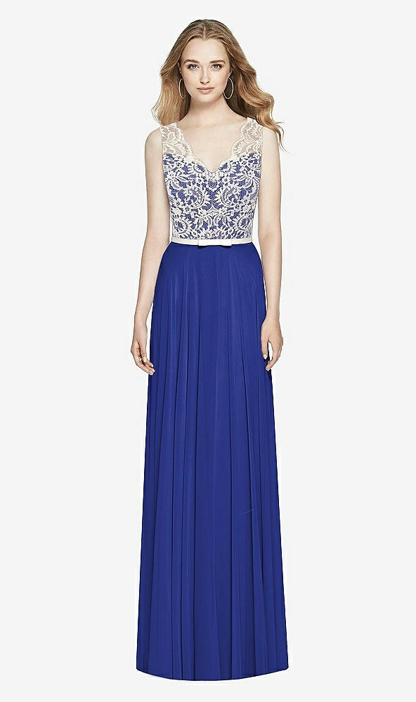 Front View - Cobalt Blue & Ivory After Six Bridesmaid Dress 6773