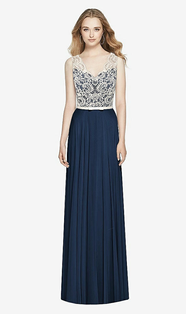 Front View - Midnight Navy & Ivory After Six Bridesmaid Dress 6773