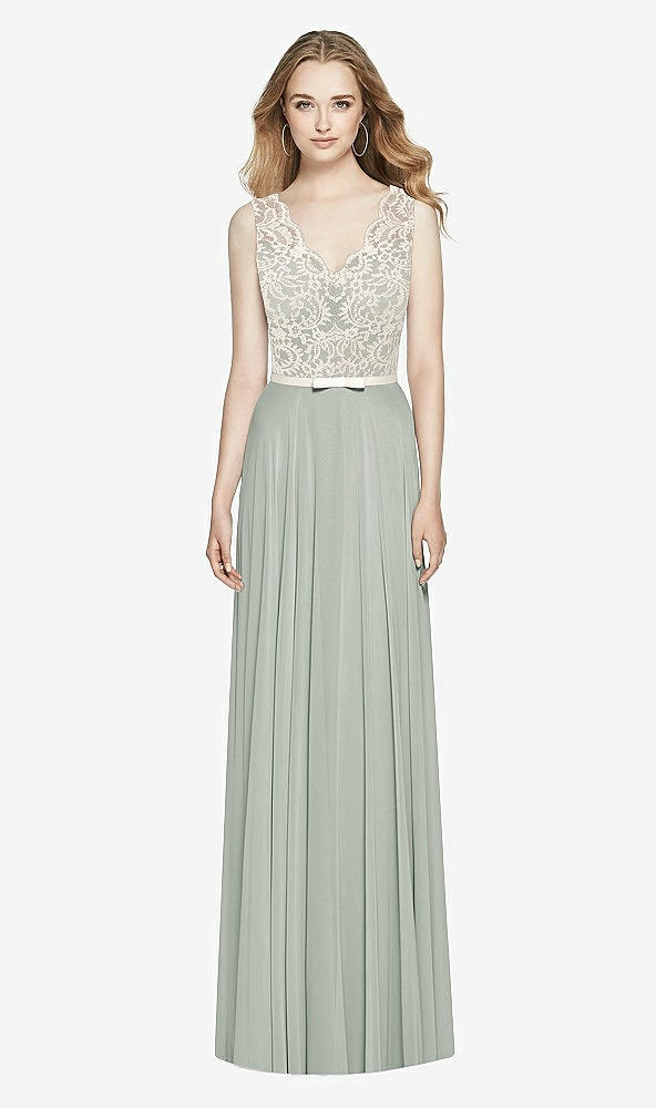 Front View - Willow Green & Ivory After Six Bridesmaid Dress 6773