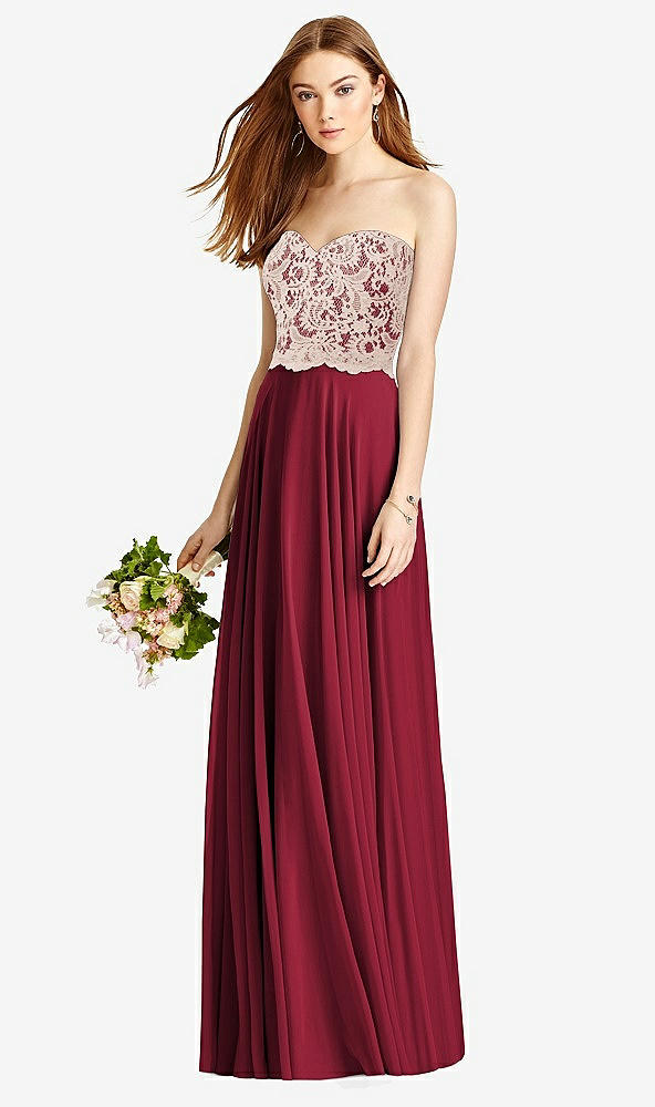Front View - Burgundy & Cameo Studio Design Bridesmaid Dress 4529