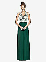 Front View Thumbnail - Hunter Green & Ivory Studio Design Bridesmaid Dress 4530