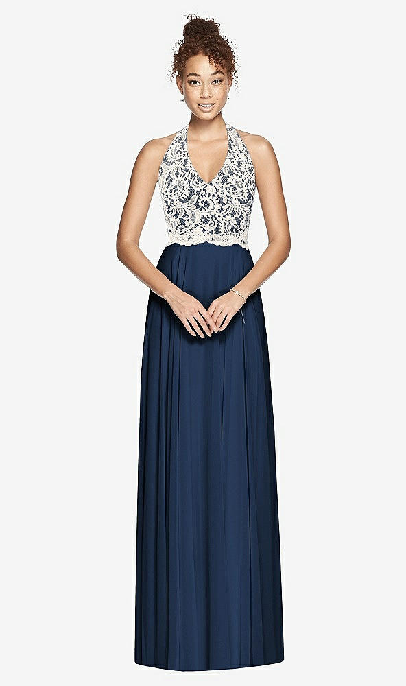 Front View - Midnight Navy & Ivory Studio Design Bridesmaid Dress 4530