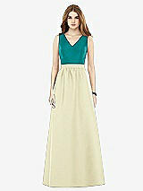 Front View Thumbnail - Butter Yellow & Jade Alfred Sung Bridesmaid Dress D752