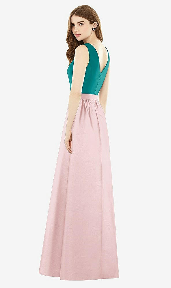 Back View - Ballet Pink & Jade Alfred Sung Bridesmaid Dress D752
