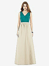 Front View Thumbnail - Champagne & Jade Alfred Sung Bridesmaid Dress D752
