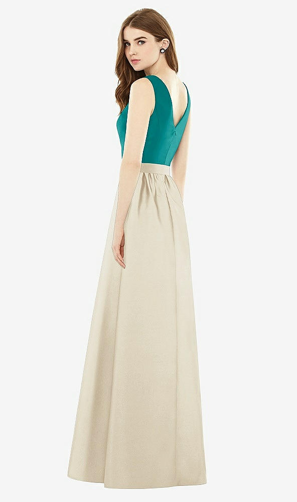 Back View - Champagne & Jade Alfred Sung Bridesmaid Dress D752