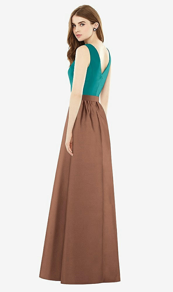 Back View - Cognac & Jade Alfred Sung Bridesmaid Dress D752