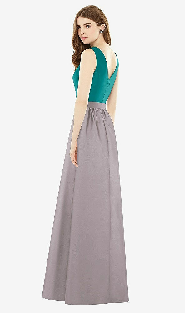 Back View - Cashmere Gray & Jade Alfred Sung Bridesmaid Dress D752