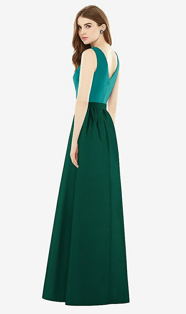 Back View - Hunter Green & Jade Alfred Sung Bridesmaid Dress D752