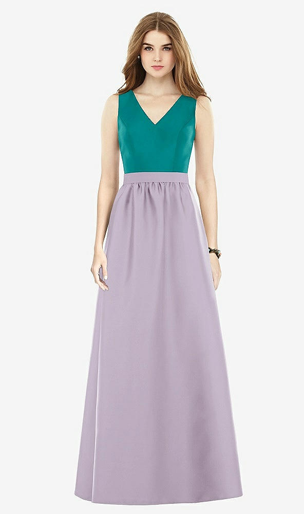 Front View - Lilac Haze & Jade Alfred Sung Bridesmaid Dress D752