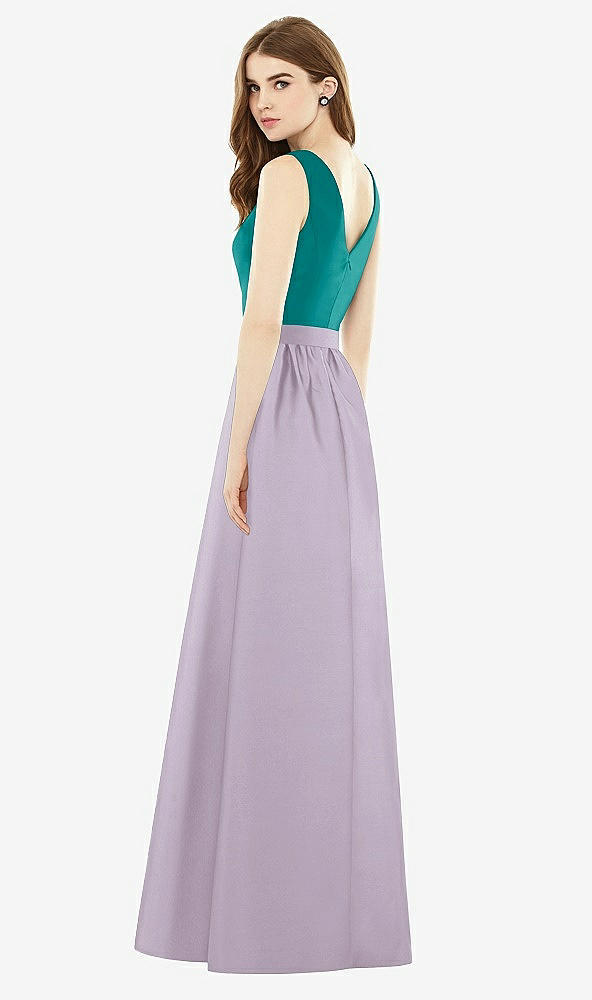 Back View - Lilac Haze & Jade Alfred Sung Bridesmaid Dress D752