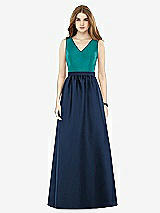 Front View Thumbnail - Midnight Navy & Jade Alfred Sung Bridesmaid Dress D752