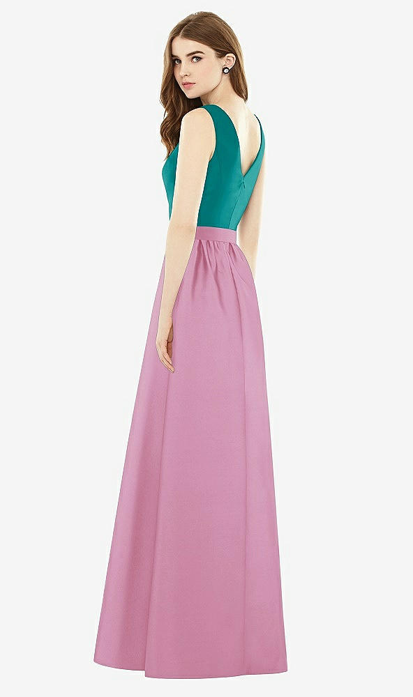 Back View - Powder Pink & Jade Alfred Sung Bridesmaid Dress D752