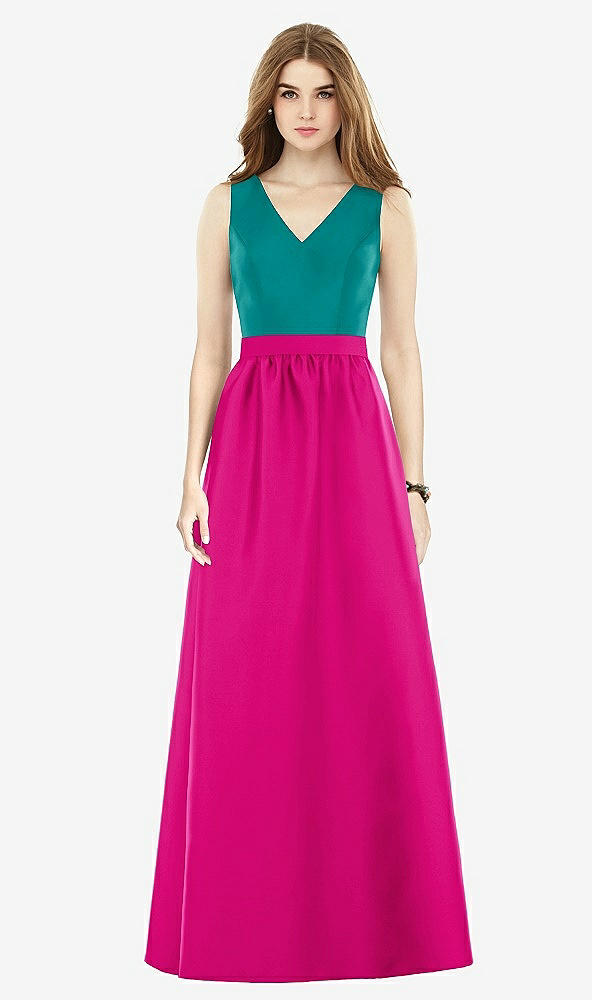 Front View - Think Pink & Jade Alfred Sung Bridesmaid Dress D752