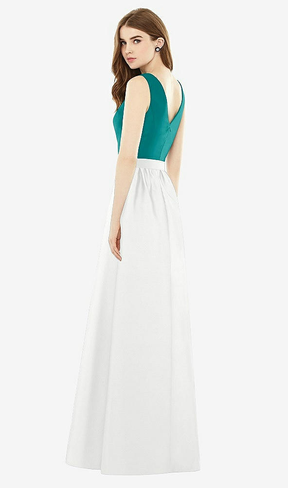 Back View - White & Jade Alfred Sung Bridesmaid Dress D752
