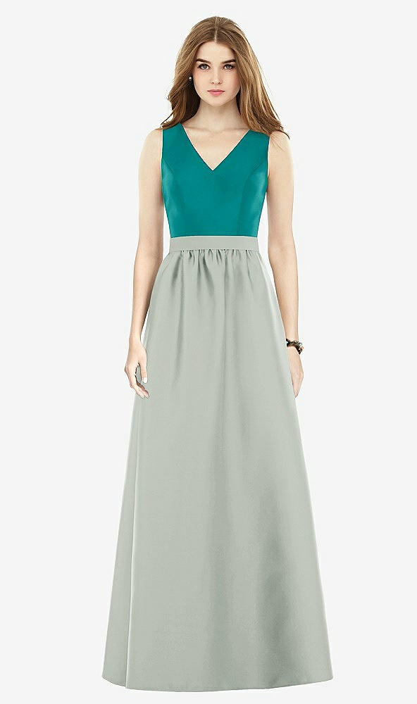 Front View - Willow Green & Jade Alfred Sung Bridesmaid Dress D752