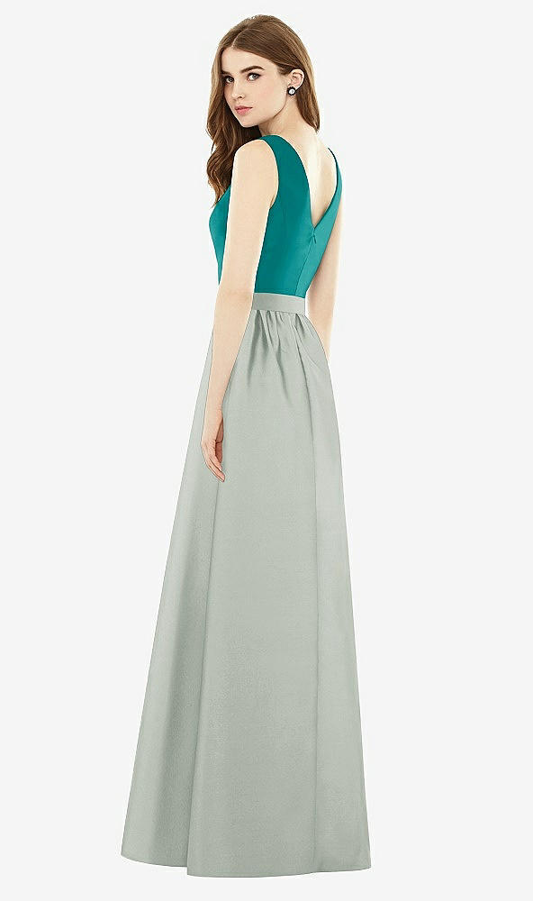 Back View - Willow Green & Jade Alfred Sung Bridesmaid Dress D752