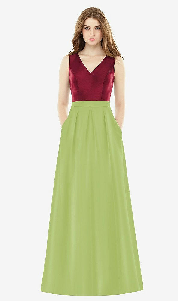 Front View - Mojito & Burgundy Alfred Sung Bridesmaid Dress D753