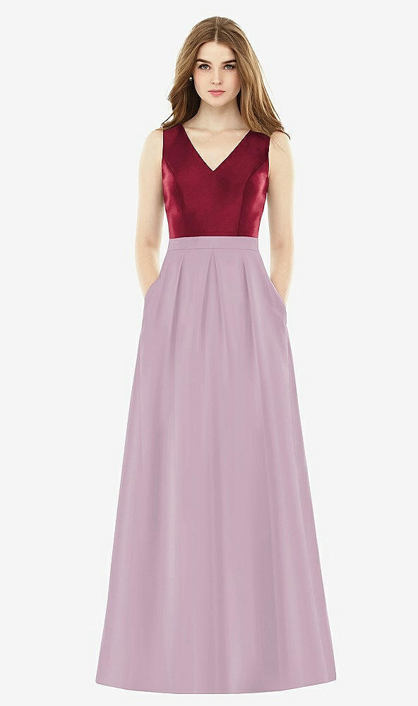 Front View - Suede Rose & Burgundy Alfred Sung Bridesmaid Dress D753