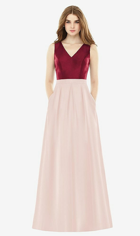 Front View - Blush & Burgundy Alfred Sung Bridesmaid Dress D753