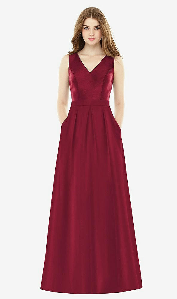 Front View - Burgundy & Burgundy Alfred Sung Bridesmaid Dress D753