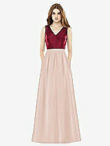 Front View Thumbnail - Cameo & Burgundy Alfred Sung Bridesmaid Dress D753