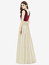 Rear View Thumbnail - Champagne & Burgundy Alfred Sung Bridesmaid Dress D753