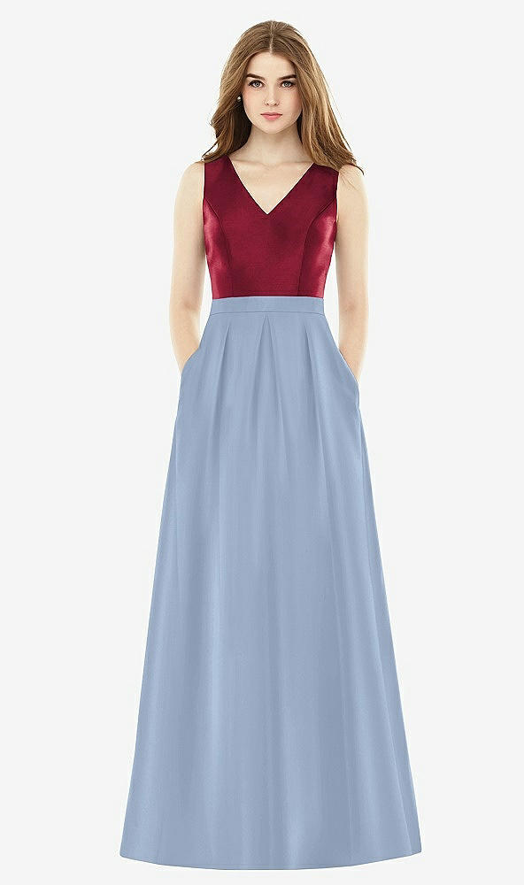 Front View - Cloudy & Burgundy Alfred Sung Bridesmaid Dress D753