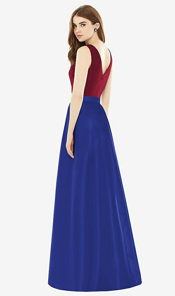 Back View - Cobalt Blue & Burgundy Alfred Sung Bridesmaid Dress D753