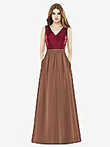 Front View Thumbnail - Cognac & Burgundy Alfred Sung Bridesmaid Dress D753
