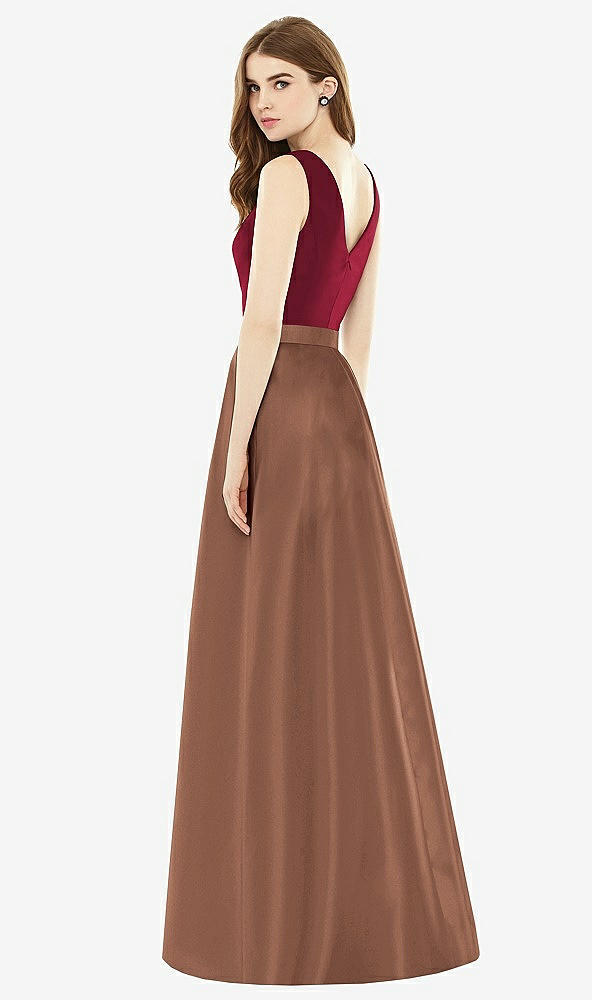 Back View - Cognac & Burgundy Alfred Sung Bridesmaid Dress D753