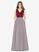 Front View Thumbnail - Cashmere Gray & Burgundy Alfred Sung Bridesmaid Dress D753