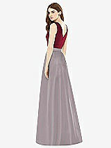 Rear View Thumbnail - Cashmere Gray & Burgundy Alfred Sung Bridesmaid Dress D753