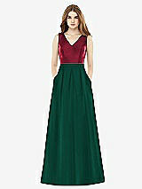Front View Thumbnail - Hunter Green & Burgundy Alfred Sung Bridesmaid Dress D753