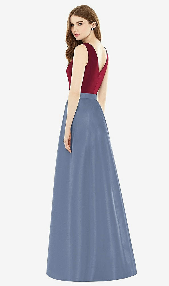Back View - Larkspur Blue & Burgundy Alfred Sung Bridesmaid Dress D753