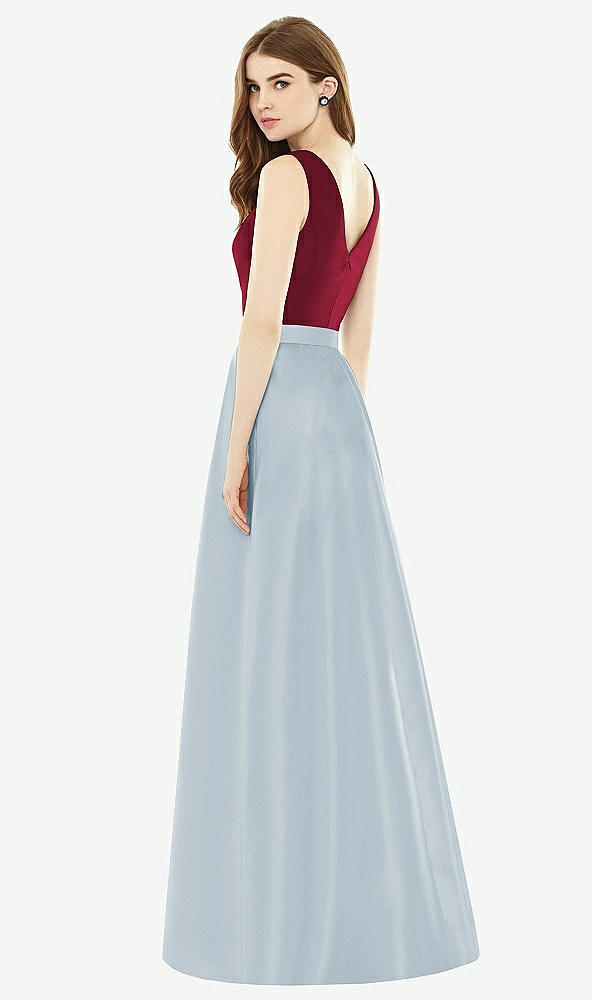 Back View - Mist & Burgundy Alfred Sung Bridesmaid Dress D753