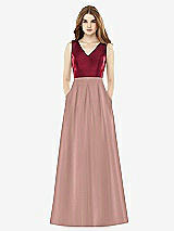 Front View Thumbnail - Neu Nude & Burgundy Alfred Sung Bridesmaid Dress D753