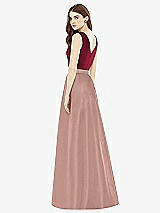 Rear View Thumbnail - Neu Nude & Burgundy Alfred Sung Bridesmaid Dress D753