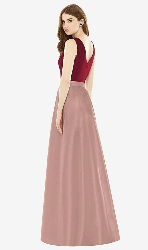 Back View - Neu Nude & Burgundy Alfred Sung Bridesmaid Dress D753